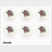 Sticker Rond Merci Mariage floral de Bourgogne (Feuille)
