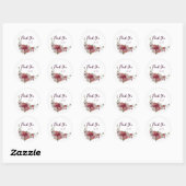 Sticker Rond Merci Mariage floral de Bourgogne (Feuille)
