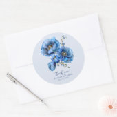 Sticker Rond Merci Mariage floral de pavot bleu (Enveloppe)