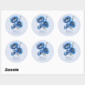Sticker Rond Merci Mariage floral de pavot bleu (Feuille)