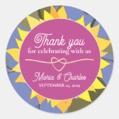 Sticker Rond Merci Mariage floral rétro (Devant)