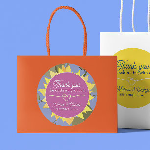 Sticker Rond Merci Mariage floral rétro