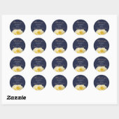 Sticker Rond Merci Mariage Floral Rose bleu jaune moderne (Feuille)