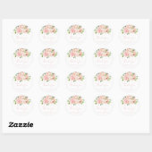 Sticker Rond Merci Mariage floral rose et élégant (Feuille)