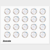 Sticker Rond Merci Mariage Floral Rustique bleu (Feuille)