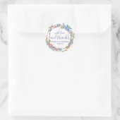 Sticker Rond Merci Mariage Floral Rustique bleu (Sac)