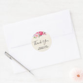 Sticker Rond Merci Mariage frontalier rose rose et pivoine  (Enveloppe)