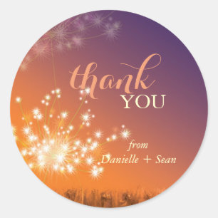 Sticker Rond Merci Mariage Glittery Dandelion