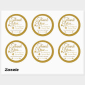 Sticker Rond Merci Mariage Gold Mariée Et Groom Favor (Feuille)