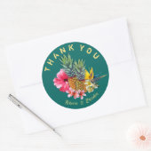 Sticker Rond Merci Mariage hawaïen noir (Enveloppe)