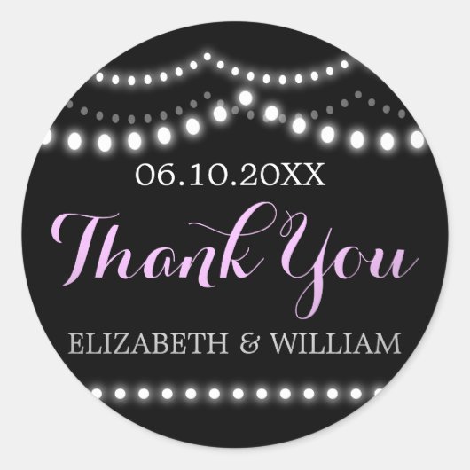 Sticker Rond Merci mariage | Lavande, violet, noir (Devant)