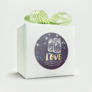 Sticker Rond Merci mariage Mason Jar Purple String Lumières