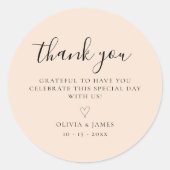 Sticker Rond Merci Mariage minimaliste Boho simple (Devant)