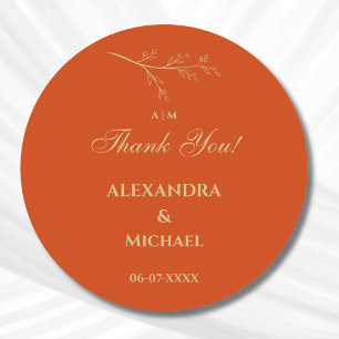 Sticker Rond Merci Mariage minimaliste en terre cuite