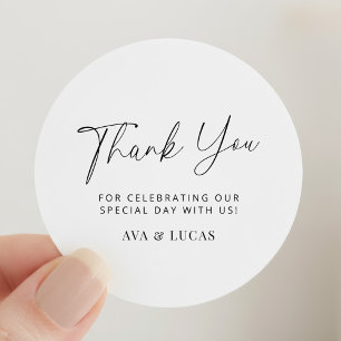 Sticker Rond Merci Mariage minimaliste moderne