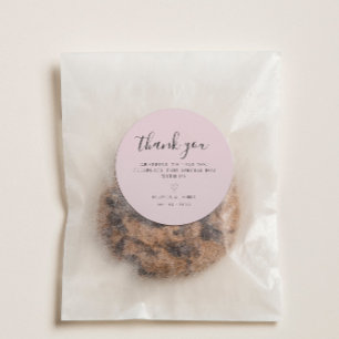 Sticker Rond Merci Mariage minimaliste rose simple