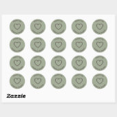Sticker Rond Merci Mariage minimaliste Sage vert (Feuille)