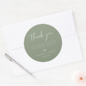 Sticker Rond Merci Mariage minimaliste Sage vert (Enveloppe)