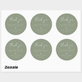 Sticker Rond Merci Mariage minimaliste Sage vert (Feuille)