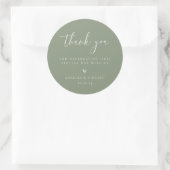 Sticker Rond Merci Mariage minimaliste Sage vert (Sac)