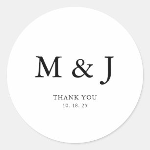 Sticker Rond Merci Mariage minimum de deux monogrammes