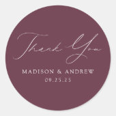 Sticker Rond Merci Mariage moderne élégant violet (Devant)