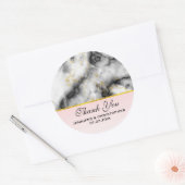 Sticker Rond Merci Mariage moderne en marbre gris blanc (Enveloppe)
