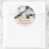 Sticker Rond Merci Mariage moderne en marbre gris blanc (Sac)
