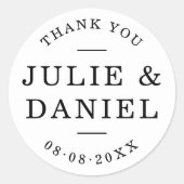 Sticker Rond Merci Mariage moderne et élégant (Devant)