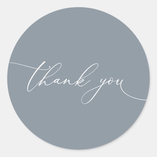Sticker Rond Merci Mariage moderne gris bleu foncé (Devant)