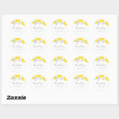 Sticker Rond Merci Mariage moderne Jaune et Gris Rose (Feuille)