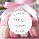 Sticker Rond Merci Mariage moderne Mariage personnalisé<br><div class="desc">Sticker Mariage moderne Merci personnalisé Mariage classique rond</div>