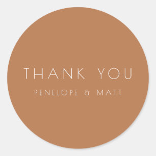 Sticker Rond Merci Mariage moderne minimaliste en terre cuite