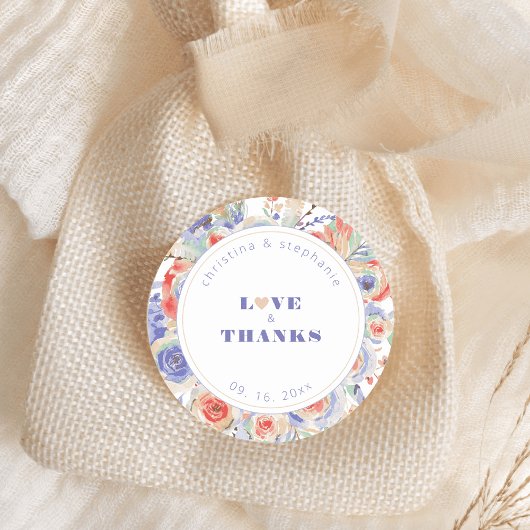 Sticker Rond Merci Mariage moderne Rainbow Floral LGBTQ