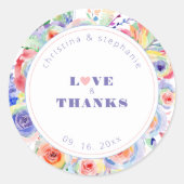 Sticker Rond Merci Mariage moderne Rainbow Floral LGBTQ (Devant)