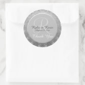 Sticker Rond Merci Mariage Monogram Silver sur mesure (Sac)