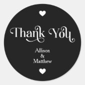 Sticker Rond Merci Mariage noir et blanc moderne (Devant)