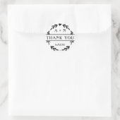 Sticker Rond Merci Mariage noir et blanc simple (Sac)