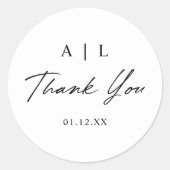 Sticker Rond Merci Mariage noir et blanc simple et élégant (Devant)