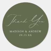Sticker Rond Merci Mariage Olive Green moderne (Devant)