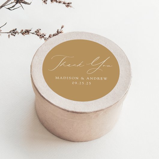Sticker Rond Merci Mariage or élégant moderne