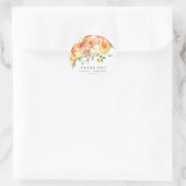 Sticker Rond Merci Mariage orange Fleurs aquarelles (Sac)