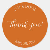 Sticker Rond Merci Mariage orangé rayé (Devant)