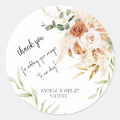 Sticker rond Merci Mariage personnalisé (Devant)