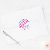 Sticker Rond Merci Mariage Pois rose (Enveloppe)
