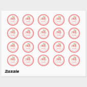 Sticker Rond Merci. Mariage Rose aquarelle (Feuille)