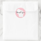 Sticker Rond Merci Mariage rose blanc et noir du Wisconsin (Sac)