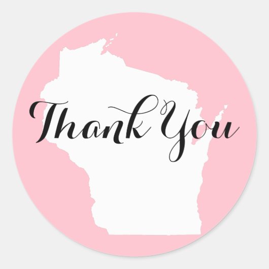 Sticker Rond Merci Mariage rose blanc et noir du Wisconsin (Devant)