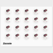 Sticker Rond Merci Mariage Rose d'aquarelle (Feuille)