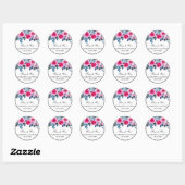 Sticker Rond Merci Mariage Rose de couleur rose (Feuille)